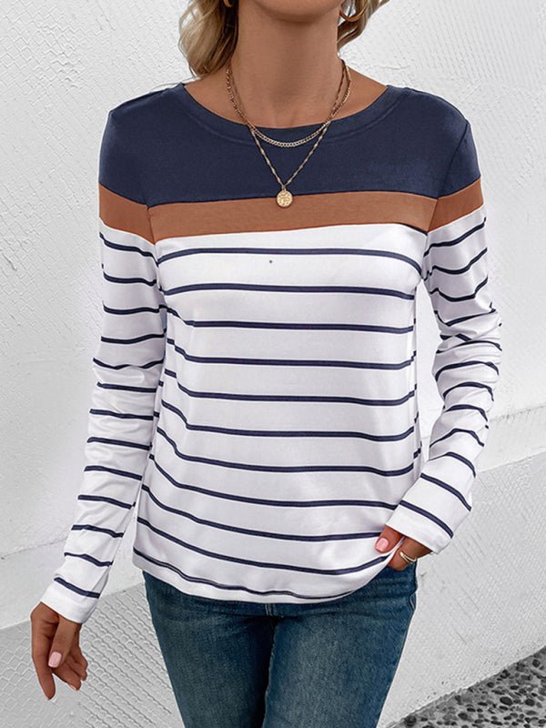 New Women's Striped Casual Long Sleeve Sweater - Outerwear